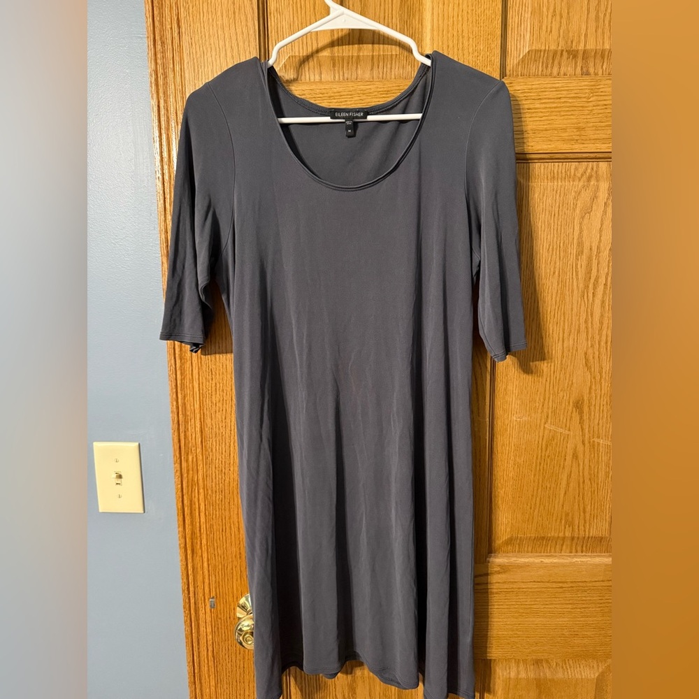 Eileen Fisher Silk Gray Tunic Dress